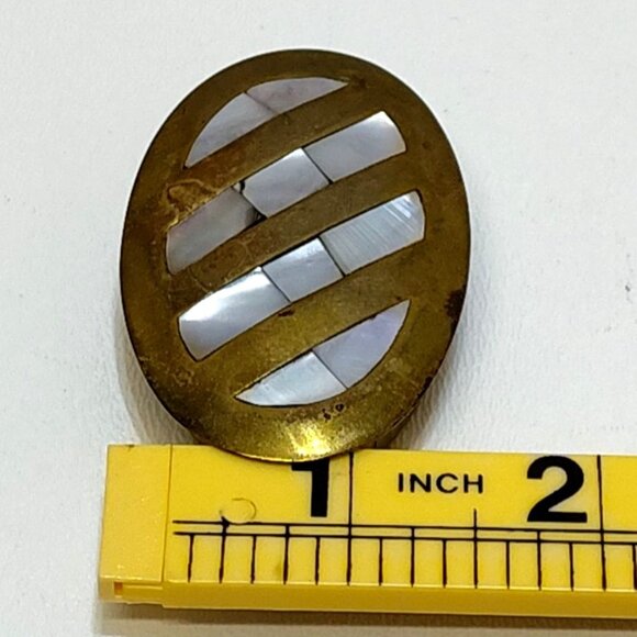 Pill Box Mother-of-Pearl Inlay Hand-Crafted Brass English Edwardian Circa 1900 - Picture 7 of 7